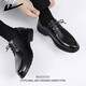 Huili official leather shoes men's summer breathable formal shoes British style derby shoes men's black 42