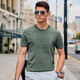 Mr. Cloth abstract pattern jacquard knitted T men's clothing spring and summer new cool ice yarn short-sleeved AT12109 warm brick red L (175)