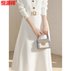 
Hengyuanxiang white shirt dress attended important occasions in spring and autumn, temperament, famous lady goddess style, long dress, white dress, XL 115-125Jin[Jin equals 0.5 kg]