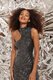 Donna Morgan Women's Asymmetrical Bodycon Cutout Velvet Sequin Cocktail Dress, Black/Silver Black/Silver 14