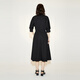 LESS spring cotton skirt for women casual temperament V-neck waist short-sleeved dress 2N3G14110 001/Black L
