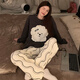 
Yalu new pajamas for women in spring and autumn summer long-sleeved cute student dormitory pure and beautiful home clothing set KT-16803-Sesame Street L [Suggested 100-120Jin [Jin equals 0.5 kg]]
