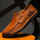 Gy Jinlilai Chaussures masculines masculines pour hommes Chaussures décontractées extérieures avec des chaussures en cuir plat à un pied de grande taille de grande taille 9916-1 Hollow 39 brun jaune 39