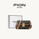 菲安妮（FION）经典老花锁扣小方包女包2025法棍包单肩斜挎包生日礼物