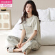 Modal Cotton Damen Pyjama Set Summer Bequeme Pure Cotton Kurzärmel-Cartoon-Hosen koreanische Kleidung im koreanischen Stil kann im Freien für den Sommer Y9717 M (vorgeschlagen 75-95jin [Jin gleich 0,5 kg])