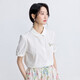 
InMAN (INMAN) pure cotton literary embroidered short-sleeved white shirt for women 2025 summer comfortable and versatile commuter lapel shirt top Pearl white M