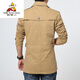Scarecrow spring and autumn men's windbreaker mid-length lapel short jacket coat coat large size cloak thin slim fit light khaki 4XL