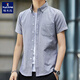 Woodpecker Oxford Spinning Light Color Shirt's Men's Short Summer Corean Slim Casual Top Trendy Mend Mend d'âge moyen et jeune chemise en coton 963 Bleu clair à manches courtes M Recommandée 90-105jin [Jin est égal à 0,5 kg]