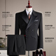ROMON suit + vest + trousers suit suit men's professional formal wedding dress wool jacket black XL