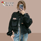 Woodpecker Fashionable Ladies Short Jacket 2025 Spring and Autumn New Style Baseball Suit Casual Working Jacket Black M (Suggested 100 Jin [Jin equals 0.5 kg])