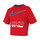 Nike (Nike) Kurzärärmelte T-Shirt Damen 2025 Sommer New Sportswear Strickbarer runder Hals lässig obere Halbhülle reine Baumwolle HF6291-687 Red M