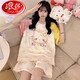
Langsha pajamas for women in summer pure cotton short sleeve thin cartoon girl summer style women's plus size cotton home clothing set 9928 Women's L size 160cm90-105Jin [Jin equals 0.5 kg] All size