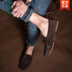 
Woodpecker Spring and Autumn Beans Shoes Men's Trendy and Versatile Lazy Man Pushing 45 Large Size Genuine Leather British Soft Sole Casual Leather Shoes 9880 Khaki [Four Seasons] 38