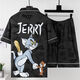 Mu fengqing Pyjama Herren Sommer kurzärmelige Shorts Comic Student Thin Plus Fat Plus Size Herren Hauskleidung Casual Anzug Red Eye 3271 [Cartoon-Anzug] m Standard (High 165100Jin [Jin entspricht 0,5 kg]))