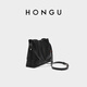 Honggu Bag Women's 2025 New Top Cowhide Armpit Bag Commuter Work Cowhide One-Shoulder Bucket Bag Women's Bag Black