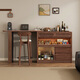 Small wood walnut medieval style black walnut bar counter dining side cabinet living room household solid wood retractable apartment dining table storage cabinet bar counter + retractable rack group and
