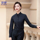 Romon [Modal breathable] shirt for women with autumn loose long-sleeved shirt for business slim fit slim bottom shirt black L