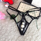 Perverted thong inserted into the anus, men's thong with hollow pouch, big beads, sexy underwear, lace temptation, low waist, black plus 4 cm