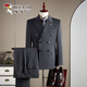 Woodpecker double-breasted wool suit men's suit business formal high-quality slim large size groom's wedding suit three-piece black suit + trousers XL (125-140Jin Jin equals 0.5 kg)