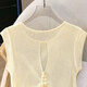 
Cypress House round neck sweater 2025 summer new women's fashion hollow short sleeve gentle sweet top