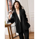 Awakening Paradise Double-breasted Loose Suit Casual Pants Two-piece Spring and Autumn Style Small Suit Pants Set Black XL