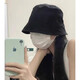 Black fisherman hat for women 2025 new summer cover face small plain face high-end spring and autumn fisherman bucket hat black main picture one size adjustable (54-58cm)