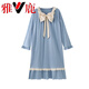 Yalu Breast Pad Nightgown For Women Pure Cotton Manches longues mignons Style de style princesse Internet Célébrité de grande taille Pyjamas lâche 2025 Nouveau printemps et automne CK-16853 XL [PALLESS PAD]