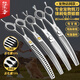 Sakura dance open curved fishbone scissors for pet dog beauticians, natural/dental/curved scissors imported 440c/vg10 silver curved fishbone scissors 7.0 inches - about 60 grams