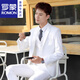 ROMON men's suit, casual white small suit, Korean style men's jacket, handsome, slim and trendy new product, two-button white suit + trousers 160/XS