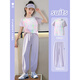 Balabala [Recommended by the Central Mother] Girls Summer Set 2024 New Children's Quick Dryer Sportswear Short Sleeve Ice Silk Pants 9889 White + 18148 Purple 160 cm