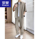 
ROMON ice silk half-sleeved shirt suit men's 2025 summer thin casual top trousers men's light-climbed style two-piece set 736 red two-piece set XL suitable for 130-145Jin [Jin equals 0.5 kg]