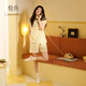 Pyjamas de poitrine de cou yue avec poitrine pour femmes en été coton pur sableux sans manches shorts à la maison décontractés et peut être usé pour l'usure en plein air B23629 beige léger [avec poitrine] M (160) [poids 90-110jin [Jin équivaut à 0,5 kg]]