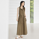 Dialogue Style de travail Robe de chemise de taille à cordon de taille pour les femmes 2025 Été Nouveau haut de gamme Haut-plage Sans manches à manches longues Khaki M