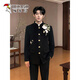 Woodpecker New Chinese Style Peony Butterfly Embroidered Suit Suit Men's Chinese tunic suit Chinese style Tang suit jacket groom wedding black two-piece suit jacket + pants L 141-155Jin Jin equals 0.5 kg