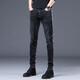 
Lilang summer men's jeans slim black slim feet pants for men Korean style high-end elastic slim trousers BML1048 black regular 33