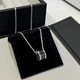 Fat Donglai's same style 18K gold small waist necklace silver charity necklace black and white ceramic spring set with diamond mini small white gold black ceramic