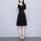 Pier Cardin Black Simple Nouvelle robe pour femmes 2025 Été Nouveau tempérament mère grande taille de taille en milieu de taille jupe tendance 7170 court M