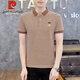 Pier Cardin high-end pure cotton short-sleeved T-shirt for men 2025 summer new striped short-sleeved Polo shirt casual versatile lapel t-shirt 6626 gray L suggest 105-120Jin [Jin equals 0.5 kg]