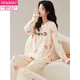 
Modal comes with a chest pad in spring and autumn, one-piece long sleeve pajamas suit, long trousers, large size, summer and winter cotton home clothes for women, HRY1049 M (recommended 75-95 Jin [Jin equals 0.5 kg])