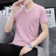 Siete lobo en V cuello en V 2025 algodón puro de algodón corto para hombres de manga corta deportes para hombres y camiseta casual estilo chino de moda china camisa de base simple de gran tamaño blanca 691 modelos 3xl 155-165Jin [Jin equivale a 0.5 kg]
