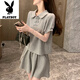 
Playboy (PLAYBOY) casual fashion suit for women in summer 2025 new internet celebrity small age-reducing shorts shorts sportswear two-piece set gray [two-piece set]-flagship model M [recommended 100 Jin [Jin equals 0.5 kg]]