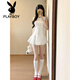 花花公子（PLAYBOY）法式白色初恋娃娃领波点吊带连衣裙子女夏季2025新款甜美百褶短裙 【白色】夏季穿搭2025新款今年流 L 55/60kg