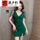 喆炜夜场工作服女夜总会连衣裙女深V礼服足疗足浴技师工作服性感包臀 3883黑色 S  建议80-95斤