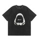 Lee Kids Real Shot Reprection Collection Eagle Shark motif de requin imprimé Round Cou Short Sleeve Beautiful Hip-Hop Men and Women 1048 Black S