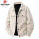 Pierre Cardin work jacket men's autumn and winter trendy casual lapel thickened corduroy jacket men's clothing beige XL