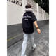 POUM美式高街短袖T恤男夏季新款宽松oversize上衣情侣五分半袖打底衫 YGWP-M691黑色 XL