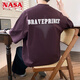 NASA XVVX American necklace short-sleeved T-shirt for men's youth summer fashion brand loose half-sleeved cotton boy's handsome casual top 692 burgundy 2XL (about 130~145 Jin [Jin equals 0.5 kg] can be worn)