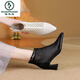 
Woodpecker 2025 new high heeled sandals braided temperament pointed toe thick heeled sandals women's mesh boots summer mesh women's shoes black 38