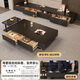 Shantilan slate coffee table living room light luxury high-end mobile small coffee table small apartment modern simple coffee table rectangular tea machine 140*60 pure black slate + black cabinet black frame