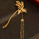 Lingchuan bridal headdress, ancient style golden phoenix hairpin hairpin, new Chinese style national style high-end golden phoenix hairpin hairpin set, tassel hairpin + phoenix hairpin pair